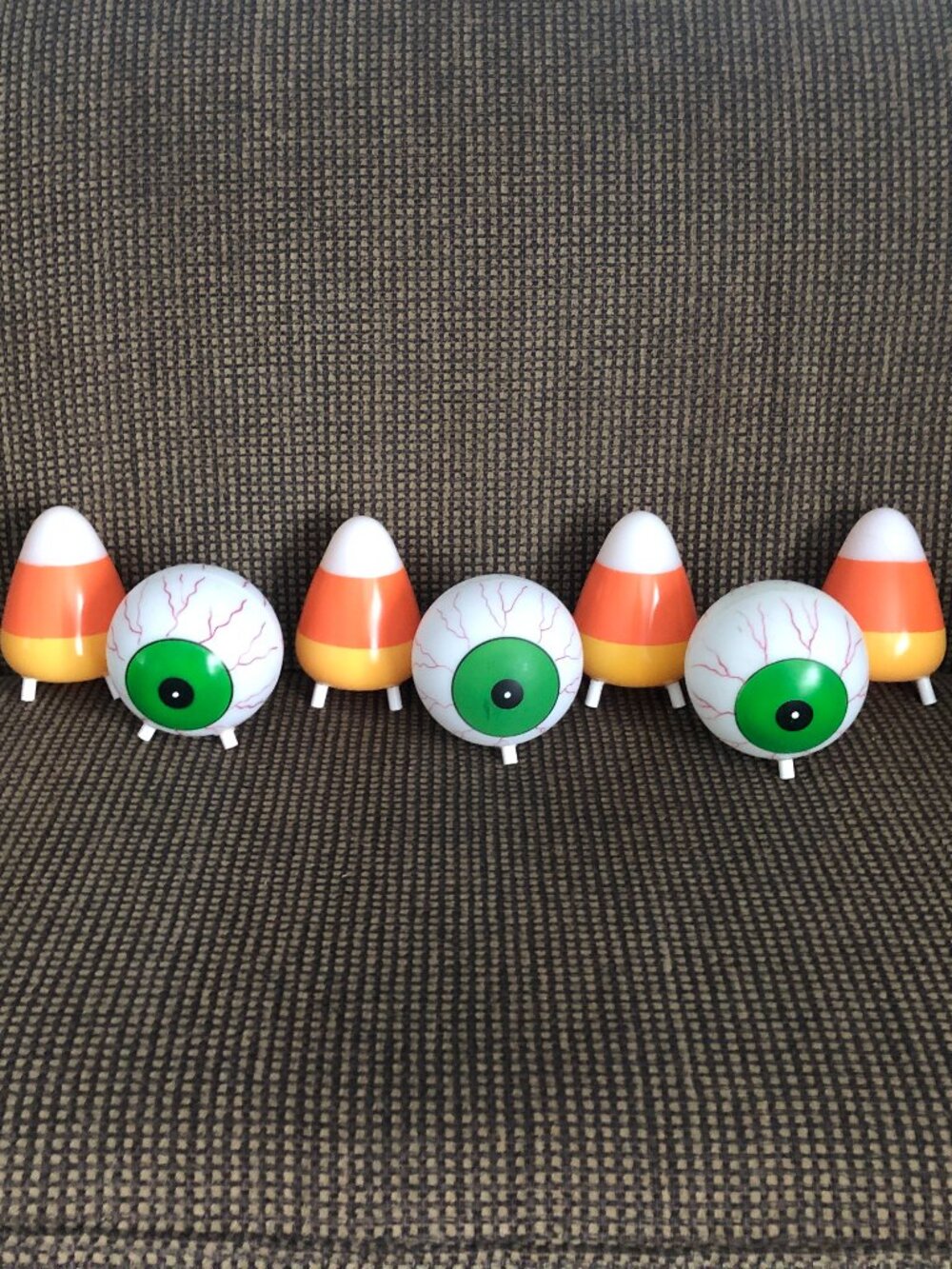 Halloween Double Sided Eyeballs and Candy Corn Pathway Lights Blow Mold Rare